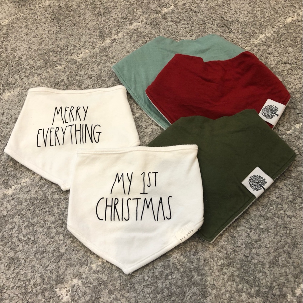 Christmas Bibs Bundle of 5 - Never Worn Holiday Bibs with Snaps
